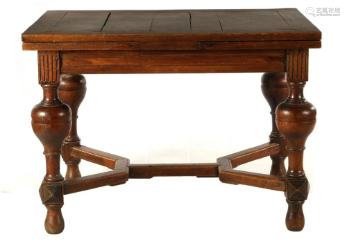 Oak ball leg table with cross leg connection