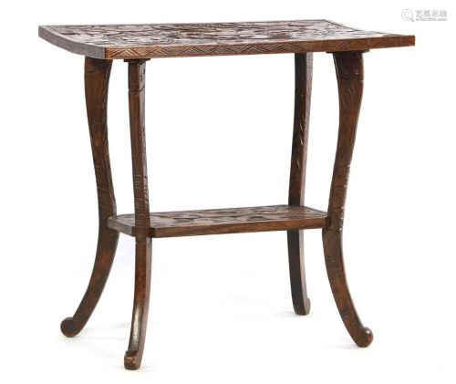 Oriental table with bottom shelf
