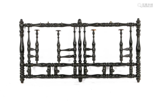Wooden turned black lacquered folding wall coat rack