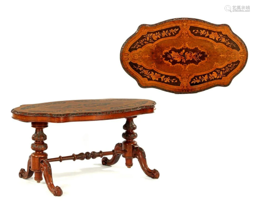 19th century classic oval coffee table with richly