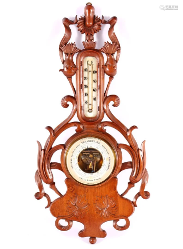 Dutch barometer in nut frame