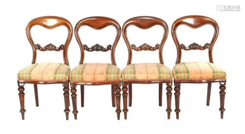 4 English 19th century mahogany dining room chairs