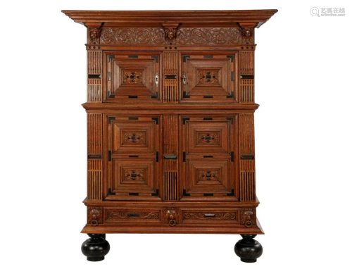 Oak Neo Renaissance style cabinet