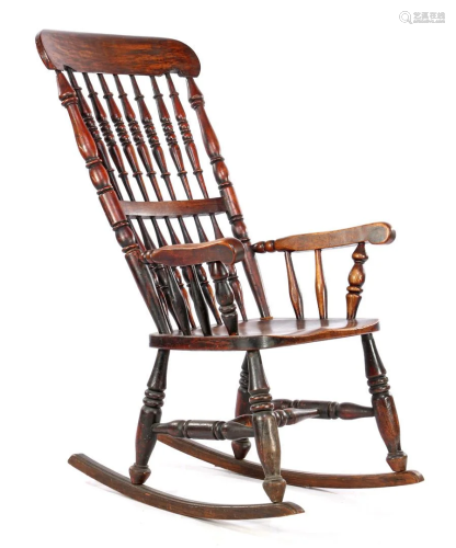 Late 19th century elm Windsor rocking chair
