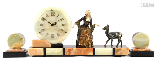 3-piece Art Deco clock set