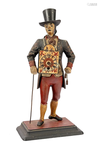 Cast iron polychrome painted clock men clock