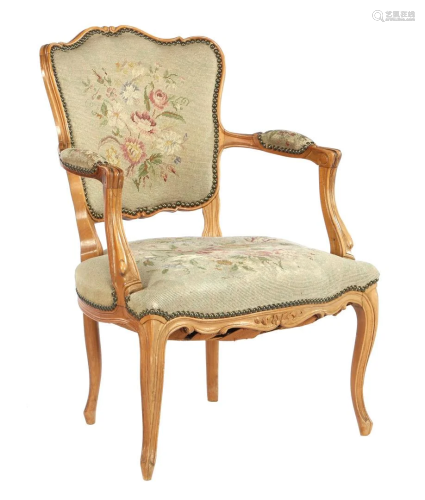Walnut Louis Quinze style armchair