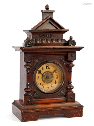 French table clock in walnut case