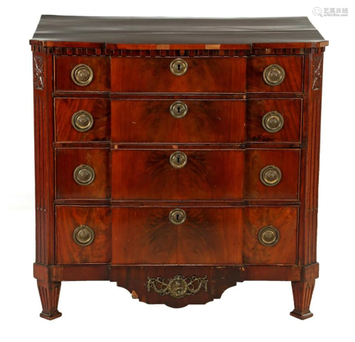 Mahogany veneer on oak Louis Season style 4 drawers