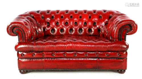 Chesterfield sofa with red leather