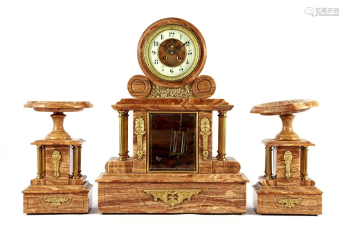 3-part French marble pendulum set