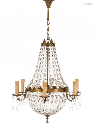 Classic 6-bulb hanging lamp with cut drops