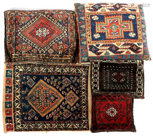 5 various old oriental cushions