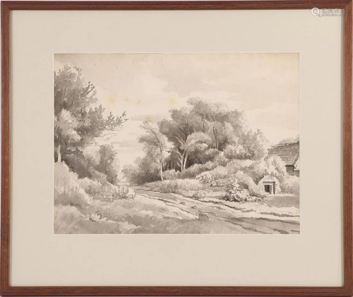 Anonymous, Wooded landscape with house