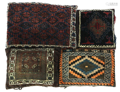 4 Oriental hand-knotted pillows