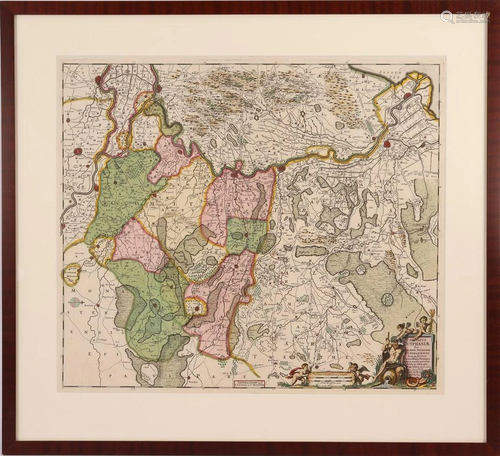 Framed colored map of Zutphania