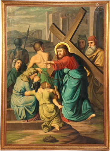 Unclearly signed, Crucifixion, Christ blesses weeping