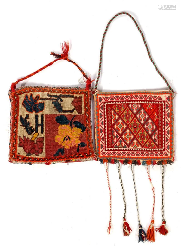 2 hand-knotted woolen bags