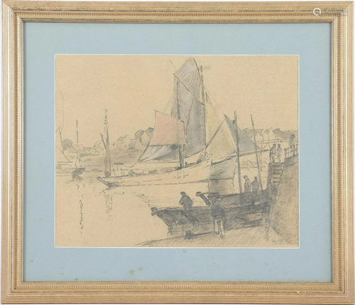 Signed Knip, Boats in the harbor