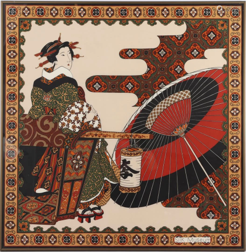 Oriental textiles in frame