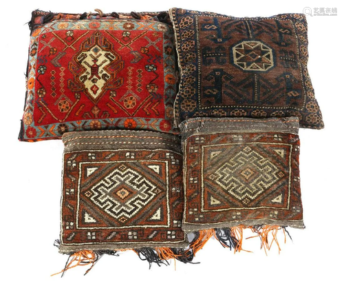 4 Oriental hand-knotted pillows