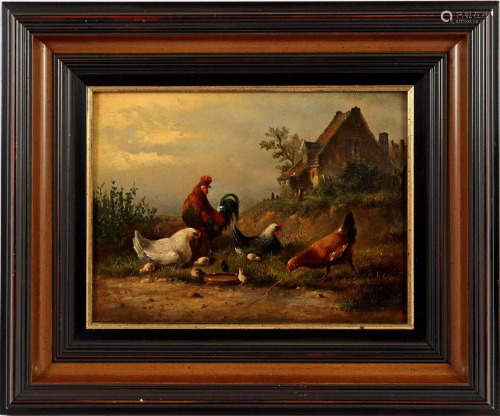 Anonymous, landscape with chickens