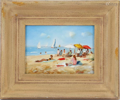 Signed Julien, Summer afternoon on the beach