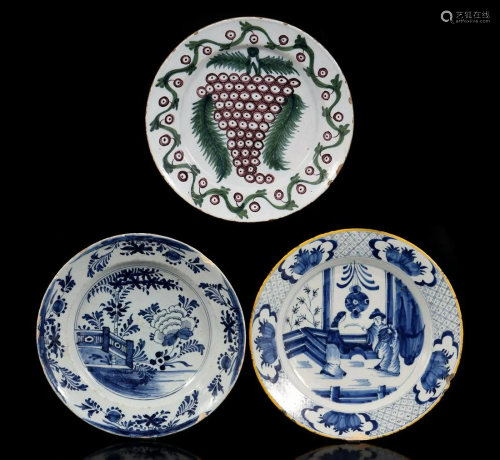 3 17th century earthenware dishes