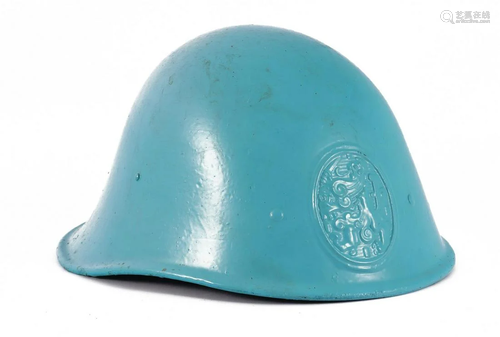 Dutch helmet which is painted blue, 1930s / 40s