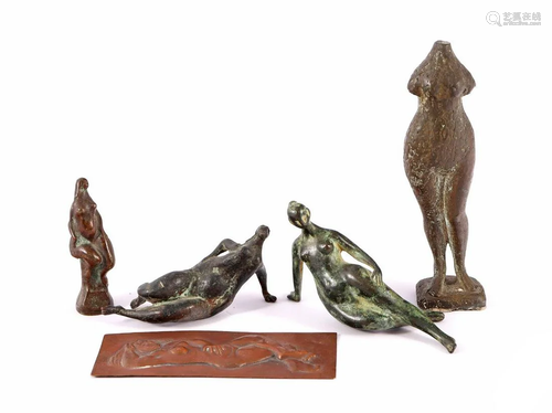 Anonymous, 5 bronze statues of naked ladies