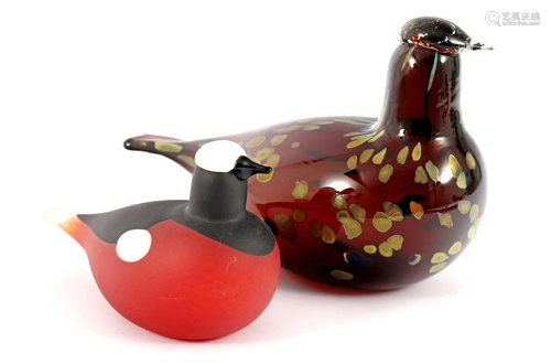 Iittala Finland, design Toikka, 2 glass birds