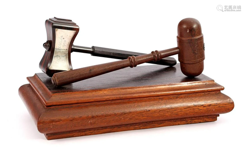 Wooden chairman's gavel, from D.L.S to Belfeldia