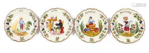 4 Bassano Italian earthenware dishes with seasonal