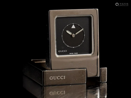 Steel Gucci Travel clock Swiss Made