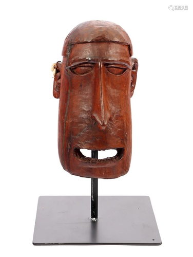 Anonymous, wooden sculpture of a man's head