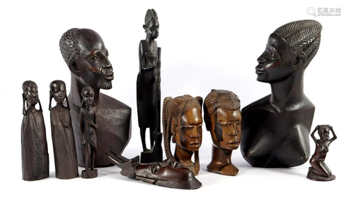 5 & nbsp; African tribal wooden bombarded statues