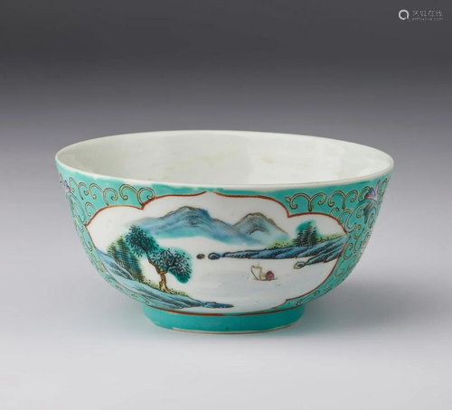 Arte Cinese A porcelain cup painted with landscape