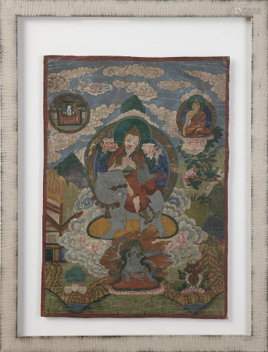 Arte Himalayana Thangka depicting Lama Tibet, early