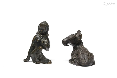 Arte Himalayana Two bronze figuresNepal/india, 20th