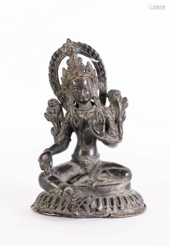 Arte Himalayana A bronze figure of Green Tara Nepal,