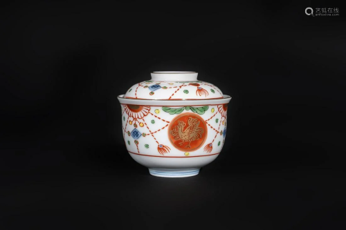 ARTE GIAPPONESE An Imari porcelain tea cup and cover