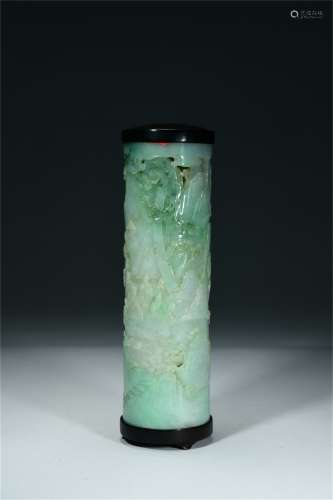 A Chinese Carved Jadeite Incense Holder
