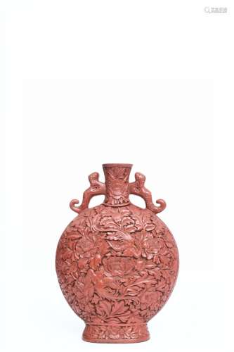 A Chinese Carved Tixi Lacquer Vase