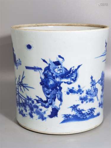 A Chinese Blue and White Porcelain Brush Pot