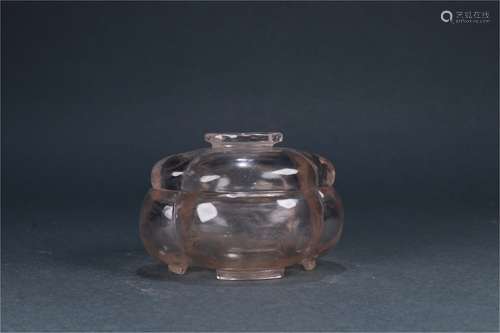 A Chinese Carved Rock Crystal Incense Burner