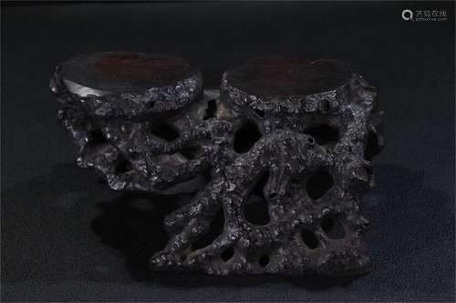 A Chinese Carved Hardwood Base