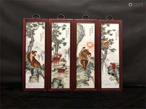 A Set of Chinese Porcelain Hanging Screens