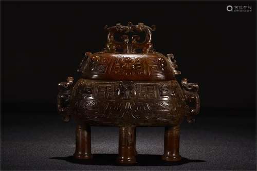 A Chinese Carved Jade Incense Burner