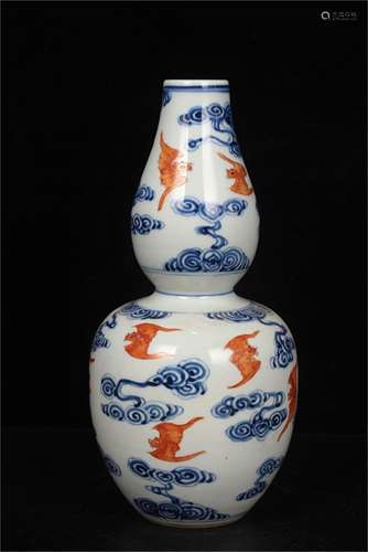 A Chinese Dou-Cai Porcelain Double Gourd Vase