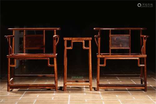 A Set of Chinese Carved Hardwood Chairs and A Table